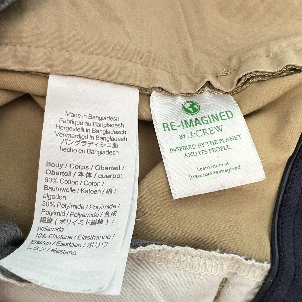 J.Crew Stretch Chino Pants Men's 36 X 32 Beige Flat Front Zip Pockets 484 Slim